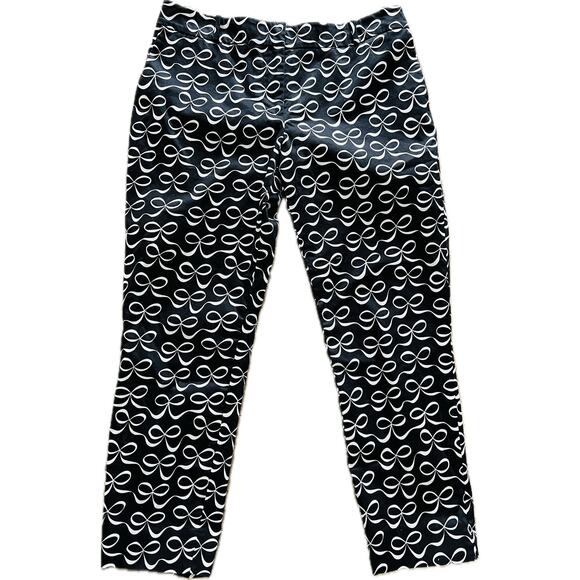 Kate Spade Women's Pants Crop Bow Print Black White 6 - Picture 1 of 3